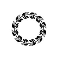 Minimalist Black Leaf Wreath on White Elegant Element vector