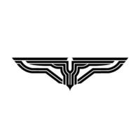 Abstract Winged Emblem Minimalist Black and White vector