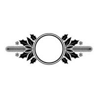 Minimalist Christmas Frame Holly, Fir, Snowflakes, Circular Border vector