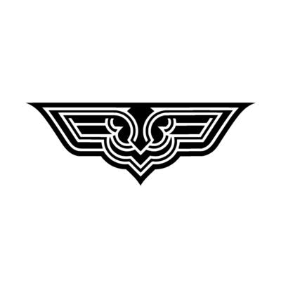 Elegant Winged Emblem Black and White Art Deco