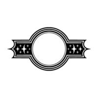 Geometric Emblem with Stars and Circle - Monochromatic vector
