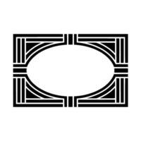Geometric Deco Oval Frame, Black White, Minimalist vector