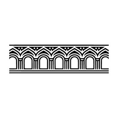 Geometric Deco Border, Stylized Arch Motif, Art deco