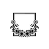 Elegant Floral Square Frame, Minimalist vector