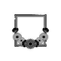 Geometric Blossom Frame, Japanese Inspired vector
