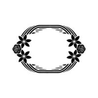 Stylized Floral Oval Frame, Minimalist vector