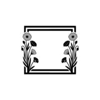 Elegant Floral Frame, Minimalist Botanical, Geometric vector