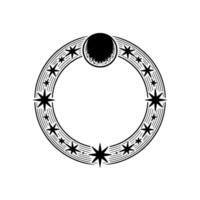 Celestial Circle Moon, Stars, and Mystical Symmetry vector