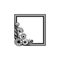 Botanical Square Frame, Elegant Floral Illustration vector