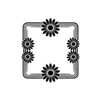 Geometric Daisy Frame, Retro , Minimalist Floral vector