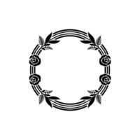 Elegant Rose Leaf Circular Frame Vintage vector