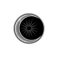 Celestial Spiral Minimalist Moon Emblem, Abstract vector