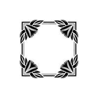 Elegant Botanical Square Frame, Minimalist, Leaves vector