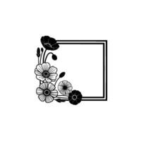 Elegant Poppy Frame, Botanical Illustration, Minimalist vector