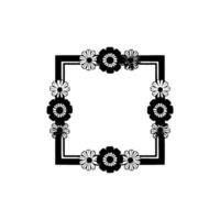 Elegant Floral Square Frame, Monochrome vector