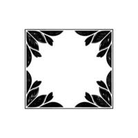 Geometric Leaf Border, Minimalist , Black and White vector