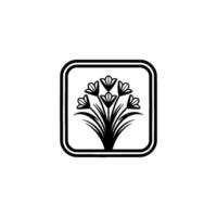 Geometric Floral Emblem, Minimalist, Square vector