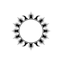 Celestial Circle Lunar Phases Starburst Ornamentation, Moon vector