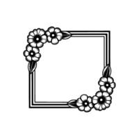 Floral Square Frame, Vintage Illustration, Delicate vector