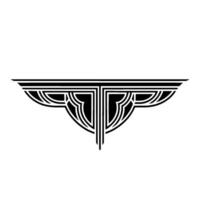 Art Deco Winged Ornament,Geometric vector