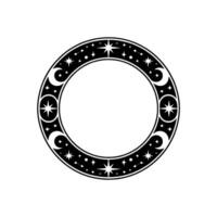Celestial Circle Starry Moon Ornament, Mystical vector
