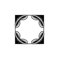 Stylized Feathered Square Frame, Vintage vector
