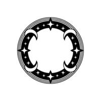Celestial Circle Vintage Moon Motif, Starry Ornamentation vector