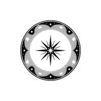Celestial Starburst Emblem, Vintage Style, Circular vector