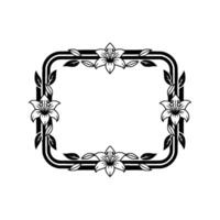 Elegant Floral Frame, Art Deco Style, Lily vector