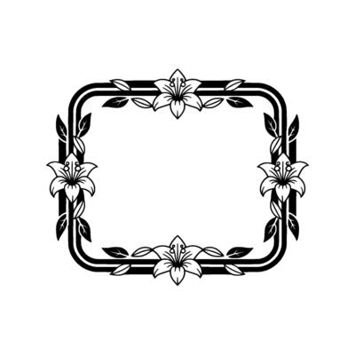 Elegant Floral Frame, Art Deco Style, Lily