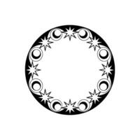 Celestial Circle Minimalist Moon Star Emblem, Geometric vector