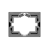 Geometric Deco Frame with Laurel Branches Minimalist vector