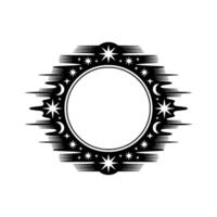 Celestial Frame Starry Moon Spiral Ornamentation vector