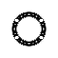 Celestial Circle Starry Moon Motif, Minimalist vector