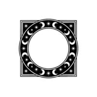 Celestial Square Frame, Lunar Motif, Vintage vector