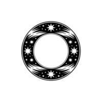 Celestial Circle Starry Moon Emblem vector
