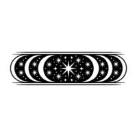 Celestial Cycle Moon Phases Starburst Emblem vector