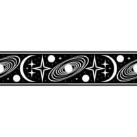 Celestial Border Retro Space, Moon, and Star vector