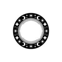 Celestial Circle Lunar Motif, Starry Night - Moon vector