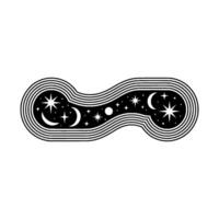 Cosmic Wave Lunar Constellation Silhouette vector