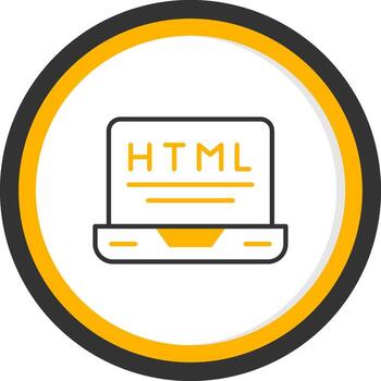 HTML Markup File Icon Line Two Color Circle vector