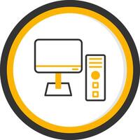 High Performance Desktop Computer Line Two Color Circle vector