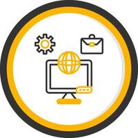 Global Freelance Platform Access Line Two Color Circle vector