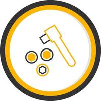 Socket Head Ratchet Wrench Line Two Color Circle vector