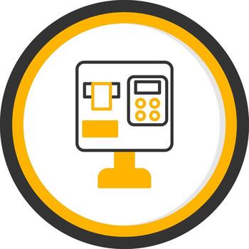 Self Service Ticket Machine Line Two Color Circle vector