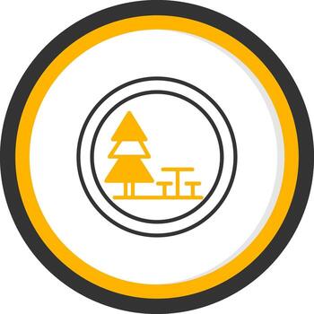 Highway Rest Area Icon Line Two Color Circle vector