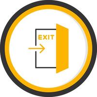 Illuminated Exit Direction Sign Line Two Color Circle vector