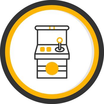 Retro Arcade Machine Line Two Color Circle vector