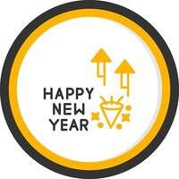 Cheerful Happy New Year Card Line Two Color Circle vector
