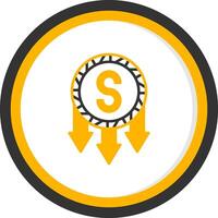 Prices Slashed Downward Tag Line Two Color Circle vector